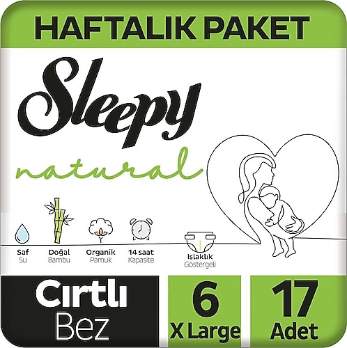 Sleepy Natural 6 Numara X Large 17'li Bebek Bezi