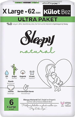 Sleepy Natural 6 Numara X Large 62'li Külot Bez Fiyatları