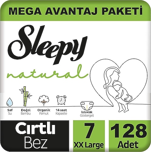 Sleepy Natural 7 Numara XXLarge 128'li Bebek Bezi