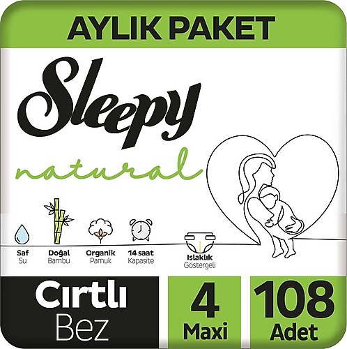 Sleepy Natural 4 Numara Maxi 108'li Bebek Bezi