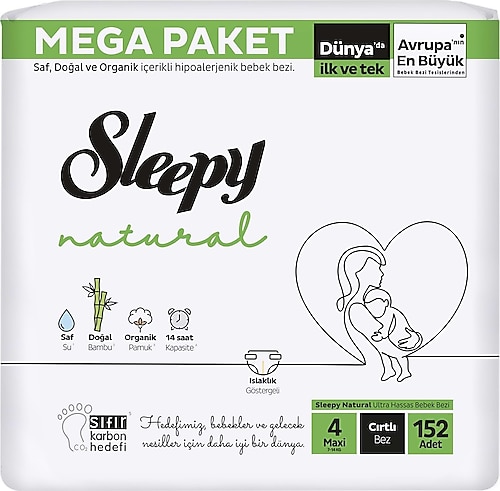 Sleepy Natural 4 Numara Maxi 152'li Bebek Bezi