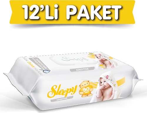 Sleepy Sensitive 90 Yaprak 12'li Paket Islak Mendil