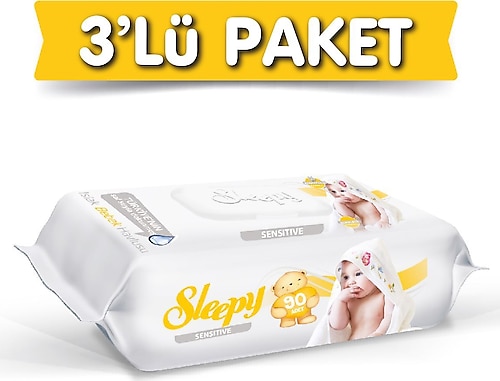 Sleepy Sensitive 90 Yaprak 3'lü Paket Islak Mendil