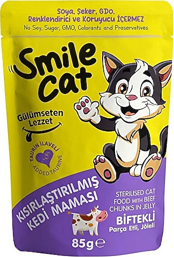 その他 Best smile Smile Cat Biftekli 85 gr Kısırlaştırılmış Yetişkin Kedi Yaş Maması