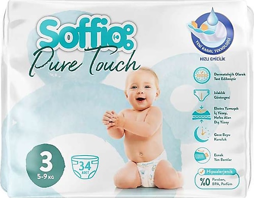 Soffio Pure Touch 3 Numara Midi 34'lü Bebek Bezi Fiyatları, Özellikleri ve  Yorumları