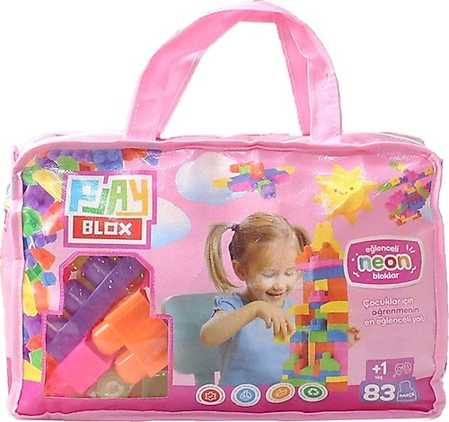 Play Blox 2939 Neon Renkler 83 Parça Pembe Çantalı Mega Blok Seti