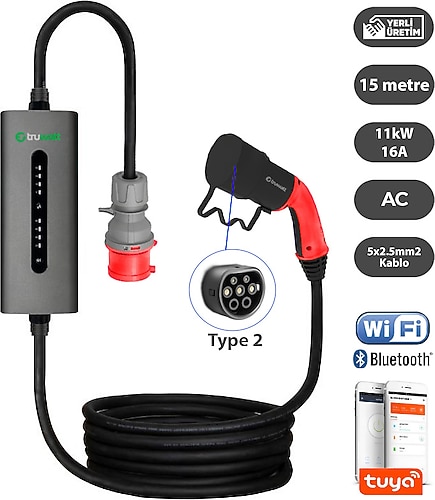 たろう Truwatt ZTA415 11 kW 15 m Kablolu Elektrikli Araç Şarj İstasyonu