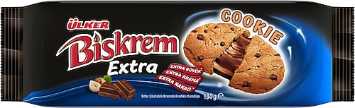 ÜLKER BİSKREM EXTRA BİTTER ÇİKOLATALI KREMALI FINDIKLI KURABİYE 184G