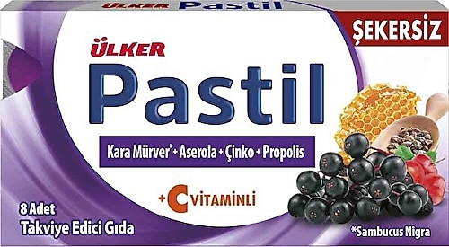 ÜLKER Pastil Kara Mürver & Aserola & Çinko & Propolis 8'li 22.4 Gr