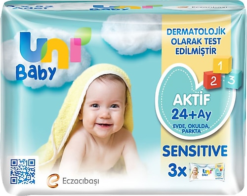 Uni Baby Aktif Sensitive 52 Yaprak 3'lü Paket Islak Mendil