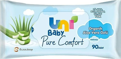 Uni Baby Pure Comfort Organik Aloe Vera Özlü 90 Yaprak Islak