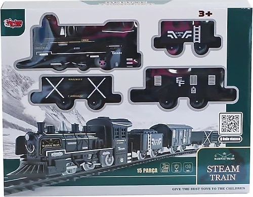 Vardem Işıklı ve Sesli 15 Parça Buharlı Tren Set FF-1603C-4C