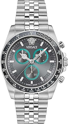 Versace Greca Chrono Wave VRSCVE0H00325 Gümüş-Siyah Erkek Kol
