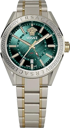 Versace V-Code GMT Special VRSCVEAFA0524 Gümüş-Yeşil Erkek Kol