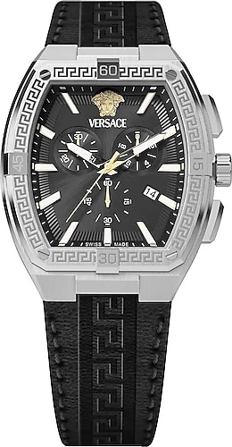 Versace V-Sporty Tonneau Greca VRSCVESP00124 Deri Kordon Siyah