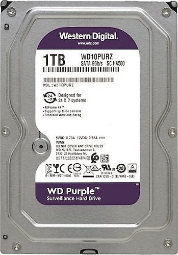 Western Digital 3.5" 1 TB Purple WD10PURZ SATA 3.0 5400 RPM Hard Disk