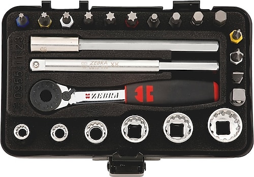 Würth 9651123 Zebra 0.8 cm Multi Key 23-Piece Mini with Ratchet Briefcase for Narrow Rooms