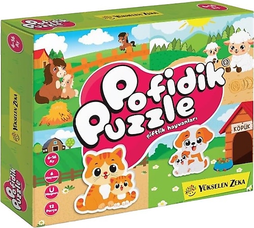 Yükselen Zeka 6-16 Ay İlk Pofidik Magnet Puzzle Çiftlik Hayvanları