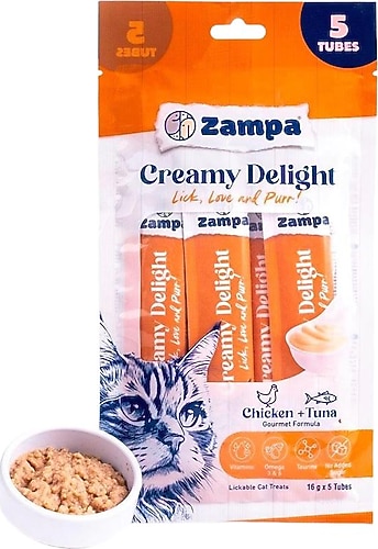 Zampa Creamy Delight Tavuklu ve Ton Balıklı 5x16 gr Kedi Ödül