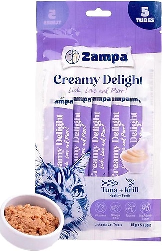 Zampa Creamy Delight Ton Balıklı ve Krill 5x16 gr Kedi Ödül Maması