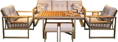 Zerka Concept Almond 3+1+1+Masa Puflu Bahçe & Balkon Takımı